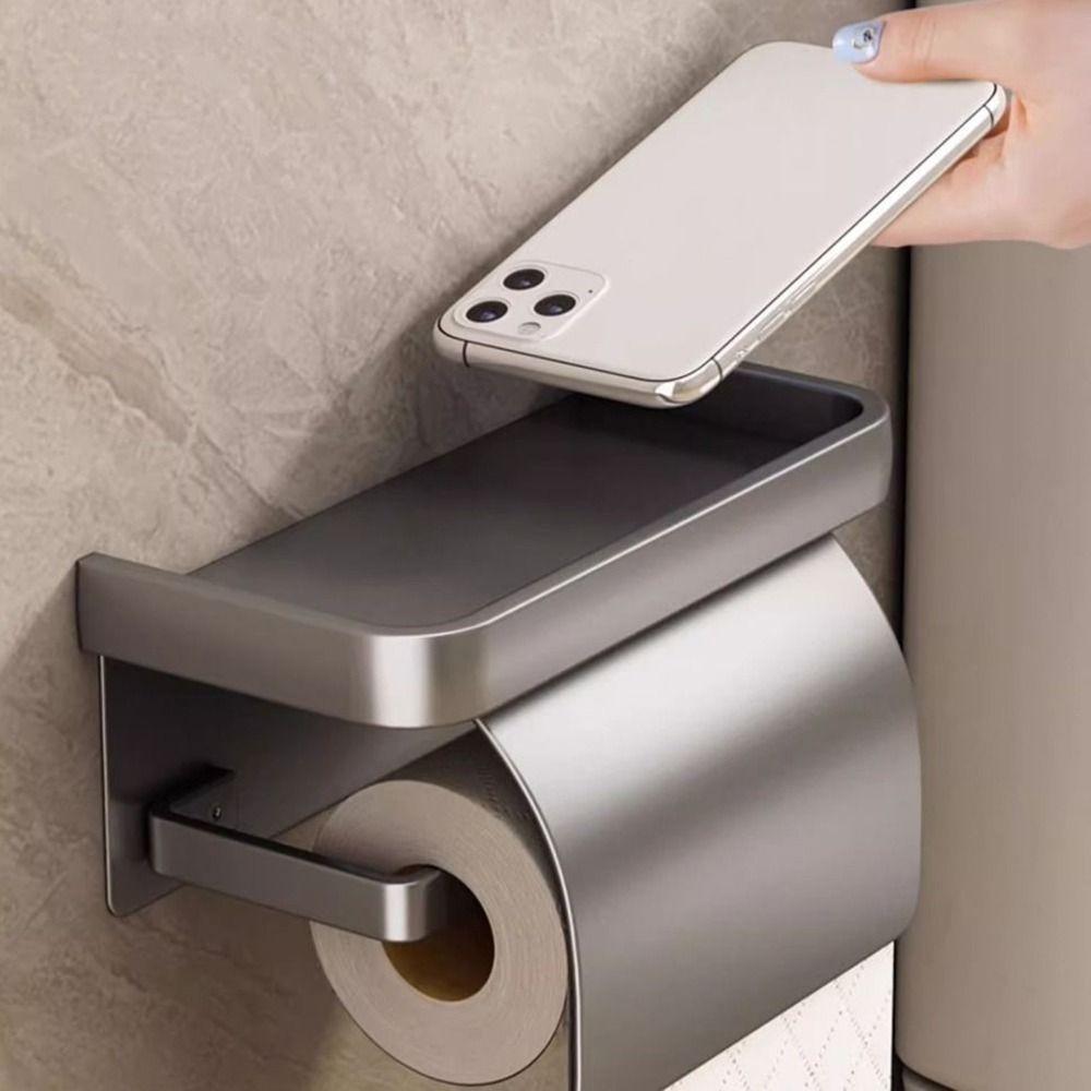 Baffle Design Toilet Paper Holder Punch-free Tissue Roll Hanger Bathroom Tissue Self  Kitchen