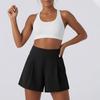 Women High Waist Pleated Athletic Yoga Shorts with Pockets Relaxed Fit Sports Casual Lounge Shorts for Workout Running Walking