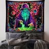 Psychedelic Wizard Tapestry, Neon-Style Alchemist Wall Hanging, Halloween Party Backdrop for Bedrooms and Living Rooms