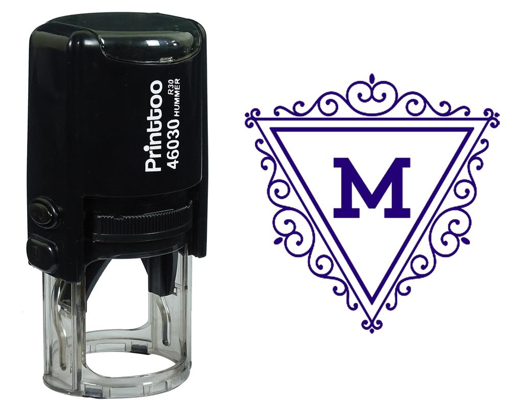 Printtoo M Písmeno Vír Hranice Trojúhelník Monogram Iniciála Samobarvicí Gumové Razítko Kancelářské