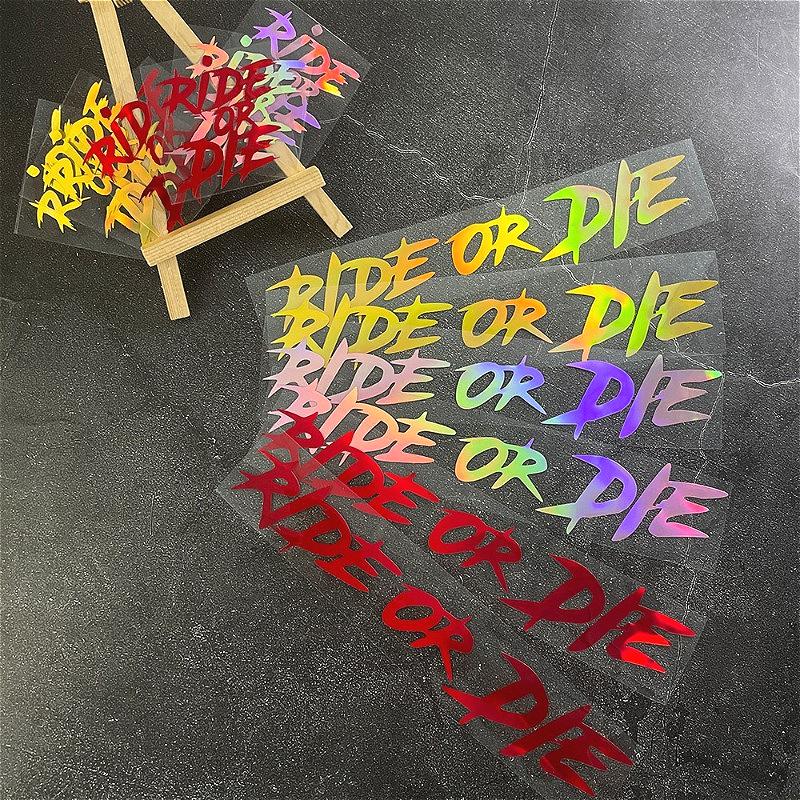 4PCS/1Sheet RIDE OR DIE Bicycle Stickers Funny DIY Road Bike Top Tube Frame Handlebars Motorcycle Helmet Waterproof Vinyl Decals