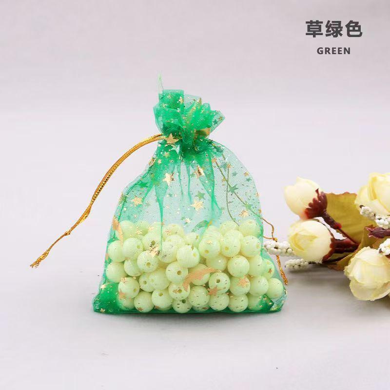 20PCS Moon Stars Drawstring Organza Bags Jewelry Gift Bags Pouches Gold Star Organza Favor Pouches for Christmas Wedding