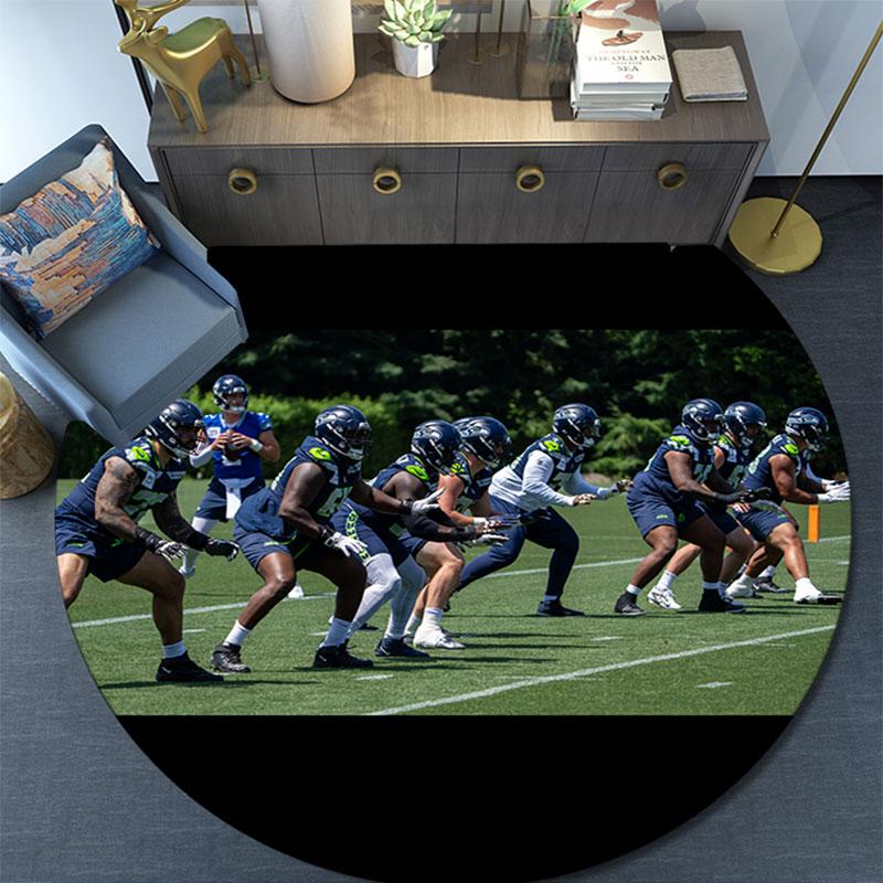 Seattle Seahawks Players pattern round rug,Carpet Rug for Living Room Bedroom Playroom ,Non-slip Floor Mat,Holiday Gifts and Birthday Gifts.