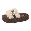 Thick-soled Plush Design Fluffy Shoes for Women's Outer Wear 2025 Autumn and Winter New Home Non-slip One-word Rhinestone Cotton Slippers