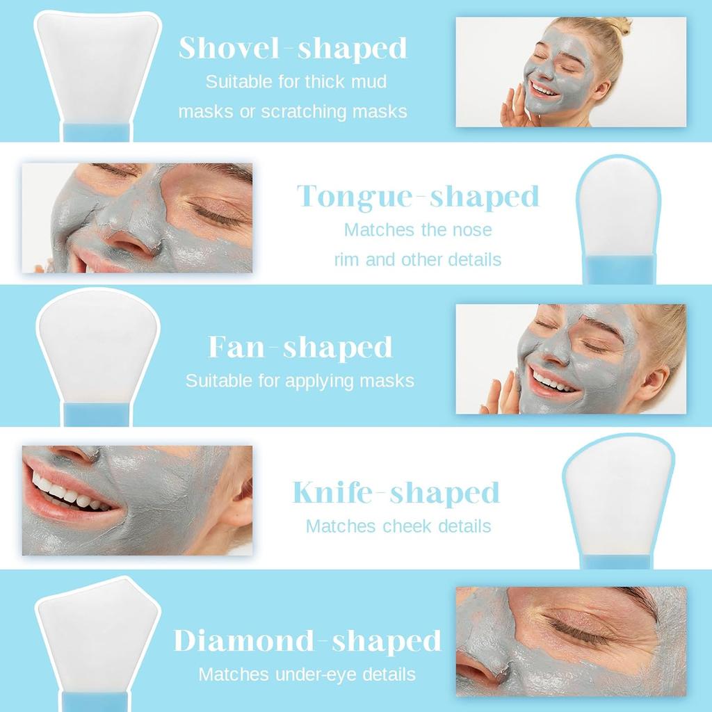 5 PCS Silicone Face Mask Applicator, Mini Makeup Spatula Portable Beauty Tools Set for Facial Mud, Cosmetic Mask, Facial Clay, Eye Cream, Body