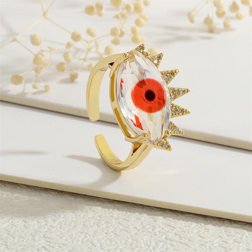 18K Gold-Plated Copper Evil Eye Ring with Zircon - High-End Luxury Women's Ins Style.