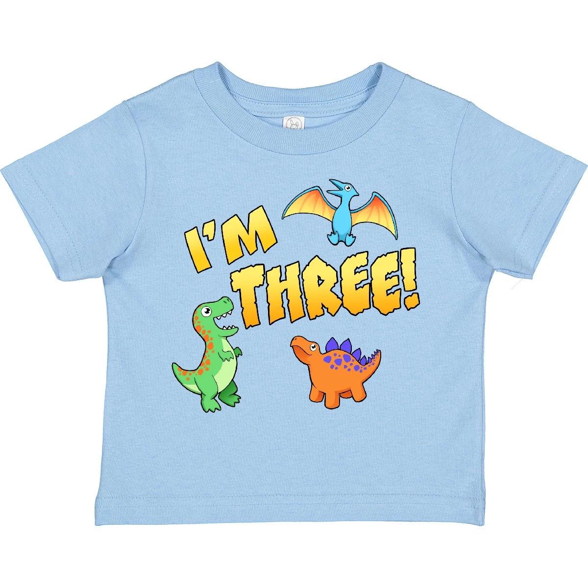 Inktastic I m Three! Cute Birthday Dinosaurs Toddler kids boys T-Shirt Birthdays Third 3rd 160