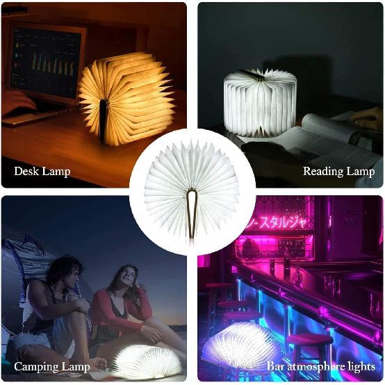 Adventure Book Night Light, 3D Lamp & 5 Colors Folding Book Lamp White, Yellow, Warm Yellow Light LED Book Light for Home Decor, Birthday Gift,