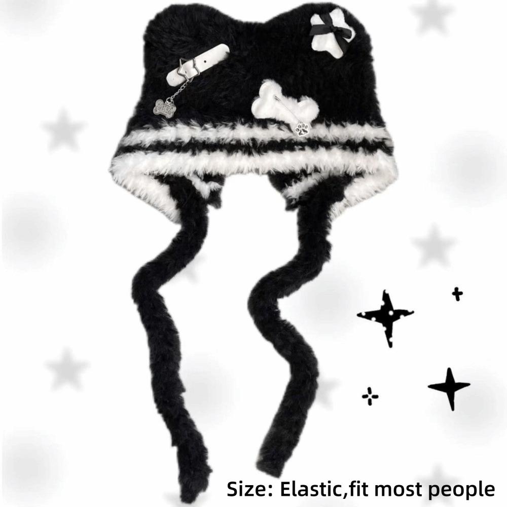 Dziewczęcy Puszysty Gotycki Kapelusz Harajuku Dzianinowy Punkowy Kapelusz Lolita Mała Kość Krzyż Gwiazda Styl Y2K Czapka Beanie