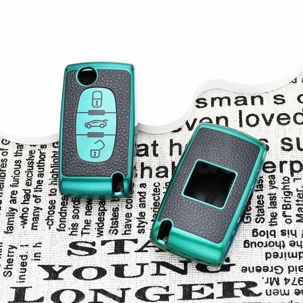 Tpu Leather For Citroen Xsara Berlingo C2 C3 C4 C5 C6 Flip Car Key Case Cover For Peugeot 207 307 308 407 607 807 Protector Fob