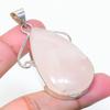 Natural Rose Quartz Gemstone Handmade 925 Sterling Silver Pendant 2.29" AP-15318