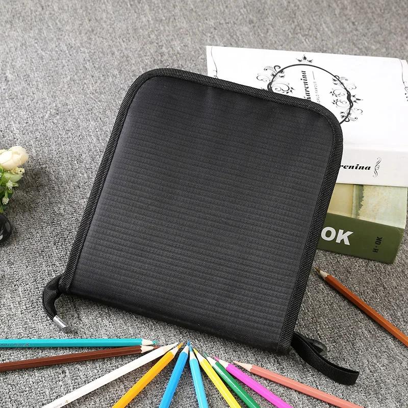 168 Suit Hole Pen Curtain Black Folding Pencil Case Color Pencil Pen Insert Professional Painting Pencil Bag Student Station
