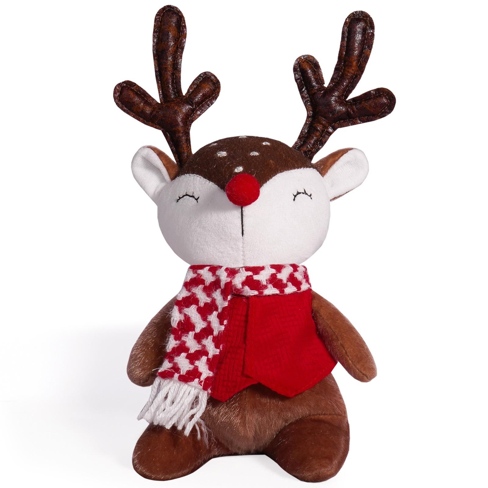 

Рождественская кукла Лось, милый сидящий олень, украшение, праздничный креативный шарф, маленький сидящий олень, украшения One Size красный