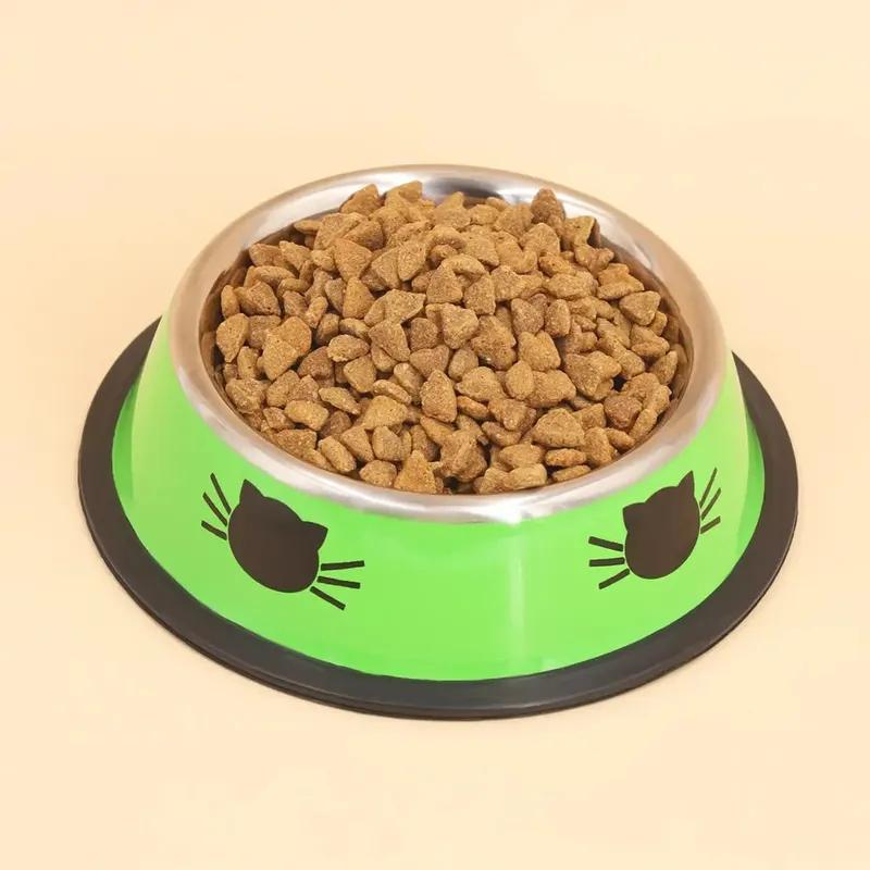 Stainless Steel Cat Bowl Non-Slip Dog Water Bowl Durable Pet Food Feeder for Small Medium Dogs Cats