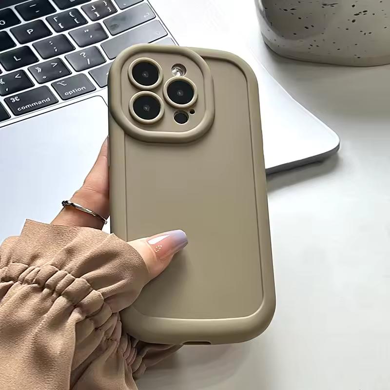 Silicone Case For iPhone 16 15 14 13 12 11 Pro Max X XR XS Max 8 7 Plus SE Camera Lens with Screen Protector Cover