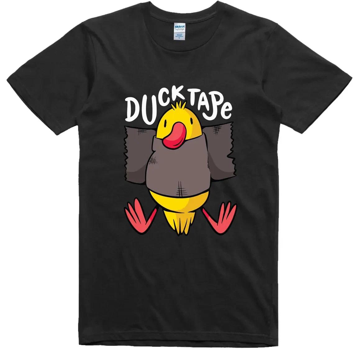 

Funny Duck Stuck With Tape T- Shirt Cartoon Humor Graphic Tee Cute Bird Joke S