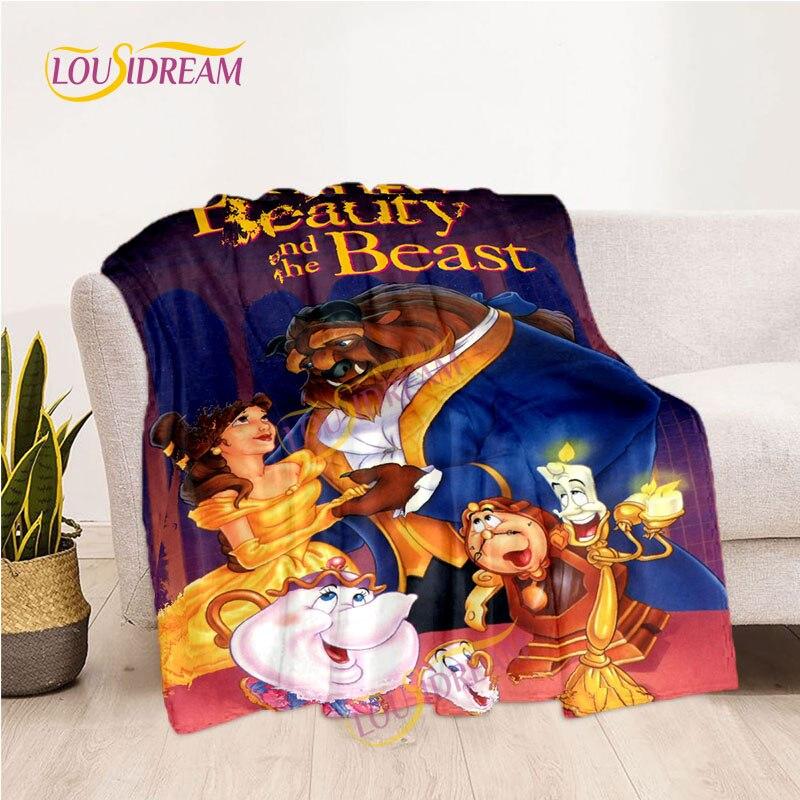 Märchendecke, Picknickmatte, Die Schöne und das Biest, Flanelldecke, Wohnzimmer-Schlafsofa, warme Decke, weiche Decke für Mädchen und Kinder