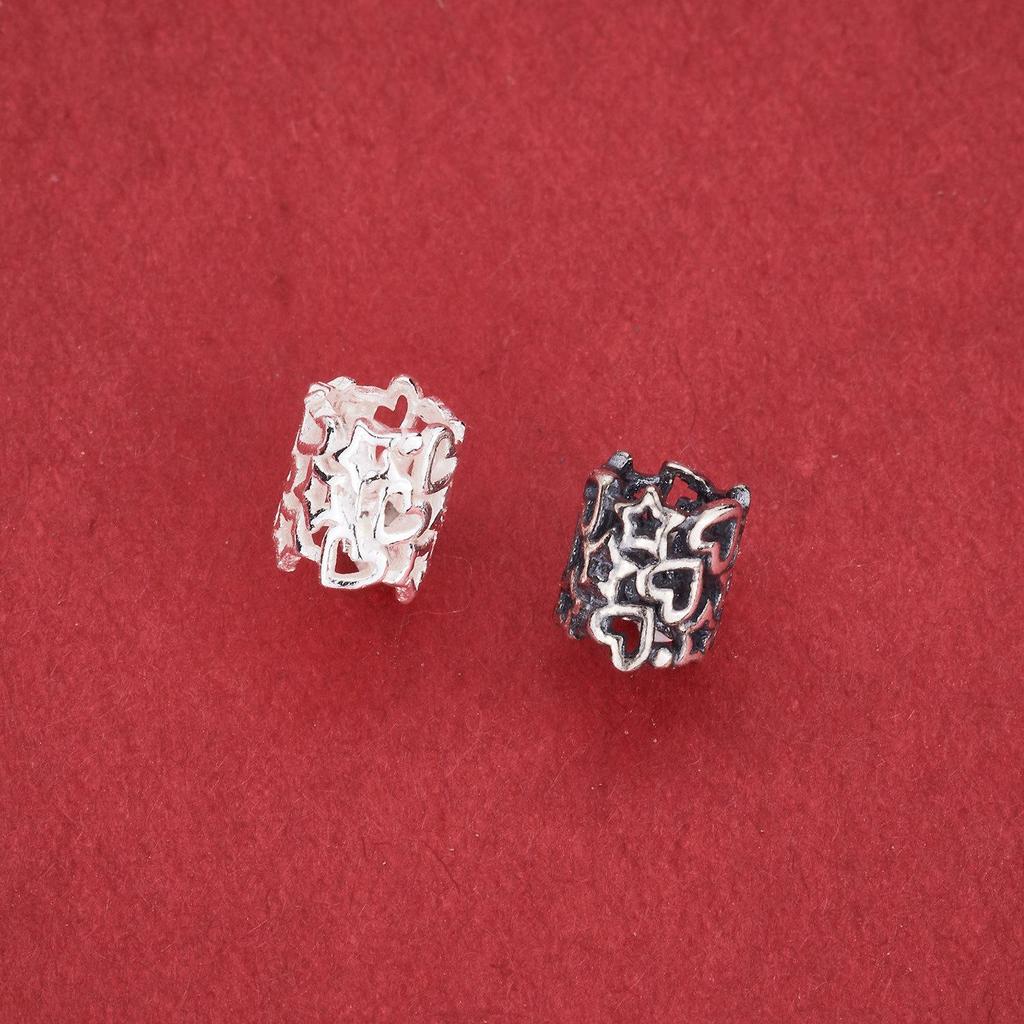 Sterling Silver Star and Heart Large Hole Spacer Beads for DIY Jewelry
