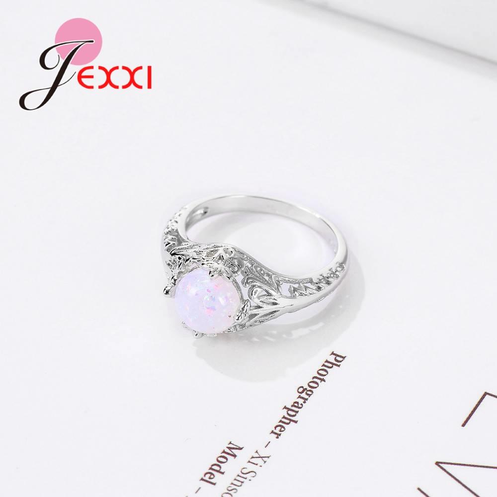Hot Selling Vintage Round Opal Stones Paved 925 Sterling Silver High Quality Wedding Party Band Rings For Women