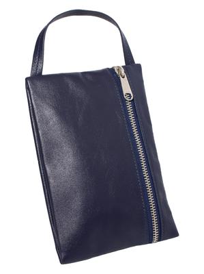 Tabarat Handle Pouch, Men's Accessory Case, Genuine Leather, Gadget/Cosmetic Pouch, Bag-in-Bag (Navy)