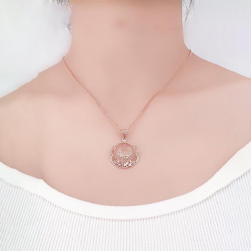 Exquisite Russian 585 Purple Gold Fashion Smart Flower Pendant Rose Gold Plated Hollow Safety Buckle Pendant