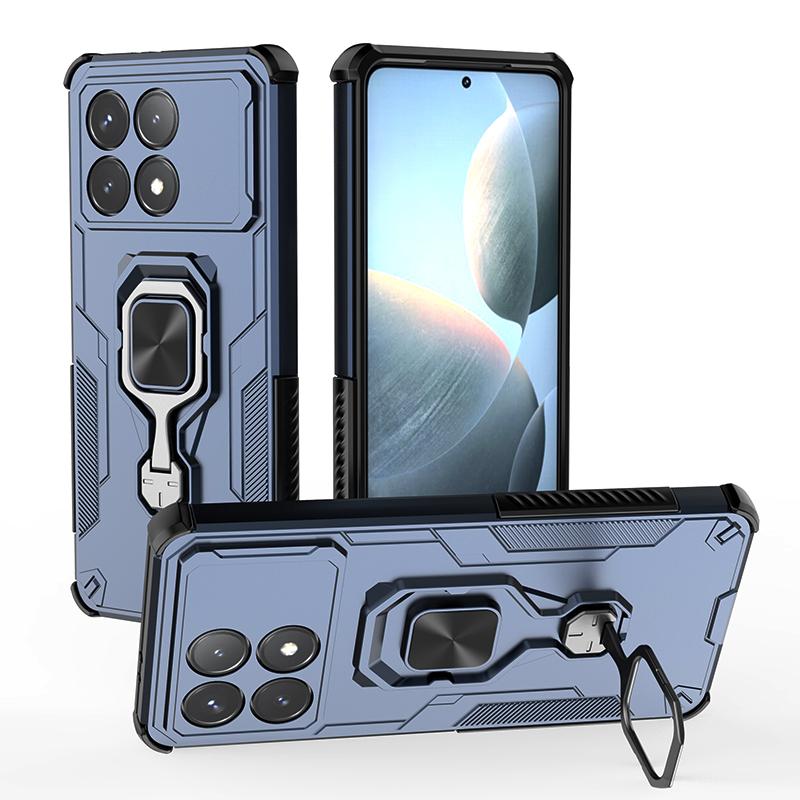KEYSION Shockproof Armor Case for POCO F6 Pro Soft Silicone+PC Upright Metal Ring Stand Phone Cover for Xiaomi POCO X6 Pro 5G