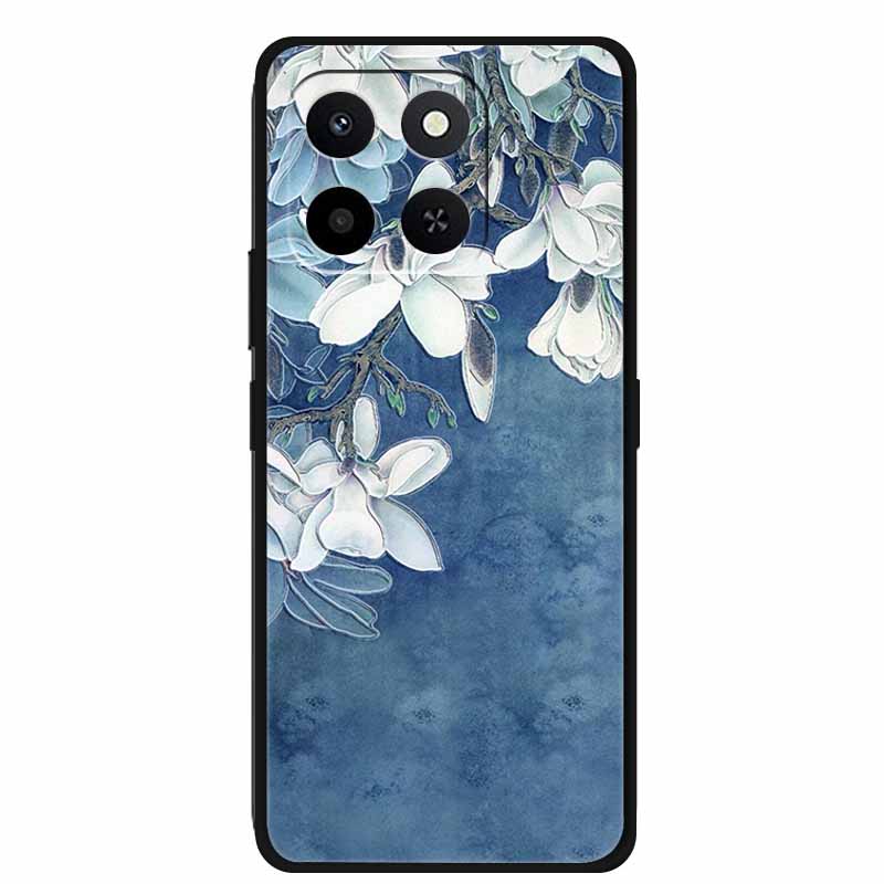3D Case For Honor X7d 5G Case X 7 d Coque 6.77" Emboss Flowers Black Silicone Soft Back Cover For Honor X7d 4G Cases Shell Funda
