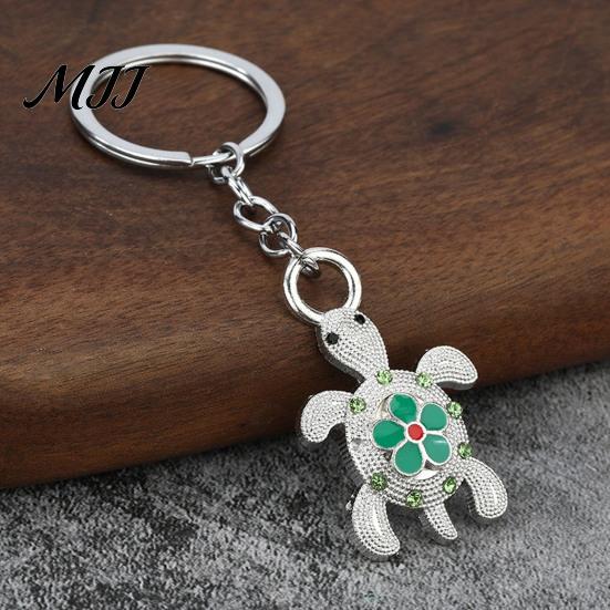 Alloy Key Ring Rhinestone Flower Turtle Keychain, Luxury Car Holder Ring, Keychain Pendant for Backpacks Handbag Decoration