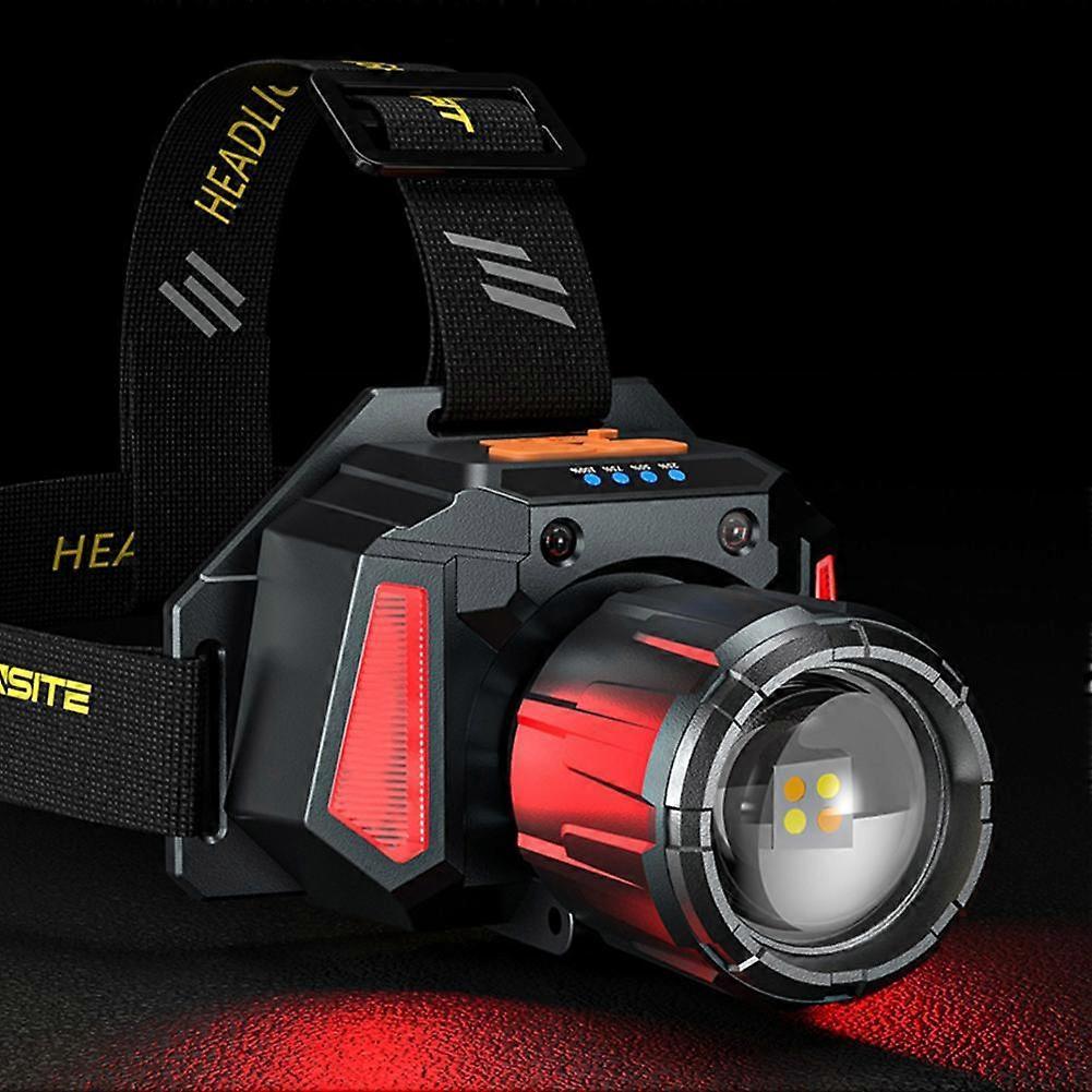 Outdoor Strong Headlamp Head Lighting Lamp Telescopic Zoom Intelligent Wave Induction Multi-Functional Waterproof Rechargeable