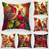 Bird, Flower And Parrot Pattern Throw Pillow Cover With Short Plush Print For Living Room Sofa Decoration Cushion Cover