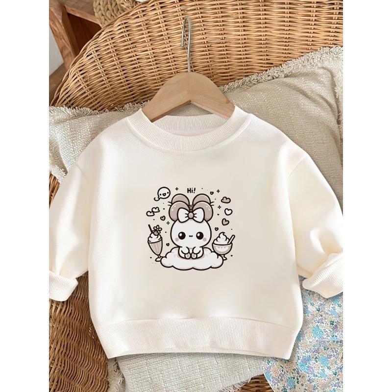 Kids Sweatshirt Cute Printed Pattern Simple Sweet Beauty Baby Spring Thin Round Neck Hoodie