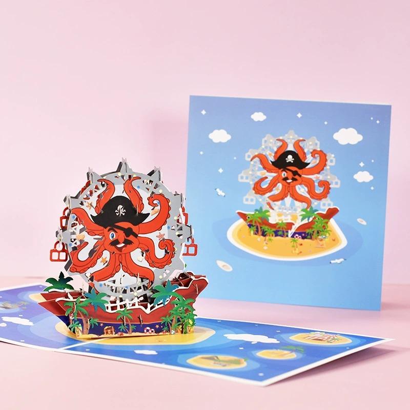 Pop Up 3D Birthday Cards World Attractions Card Business Invitation Boy Gift Greeting Tourist Postcard For Boyfriend Dad Present