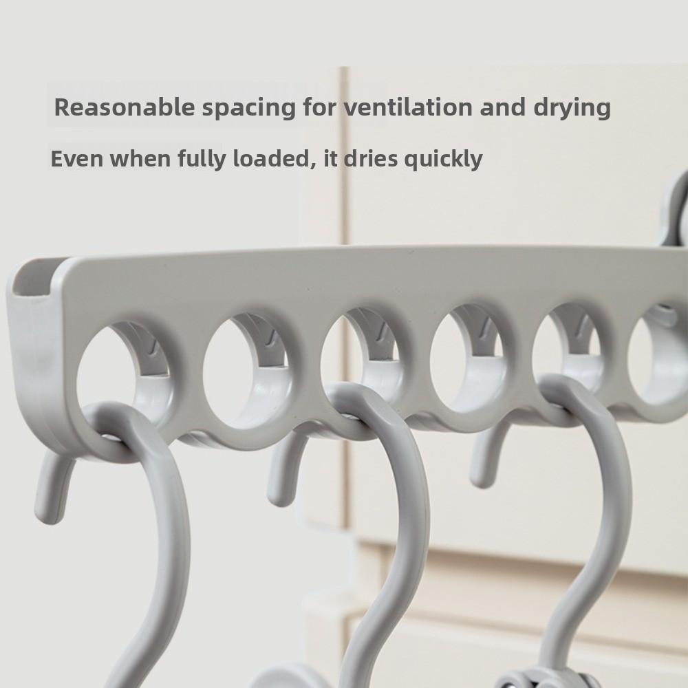New 6 Hole Clothes Hanger Plastic Space Saving Clothes Hanging Rack Lightweight Foldable Jacket Drying Rack for Outdoor Travel