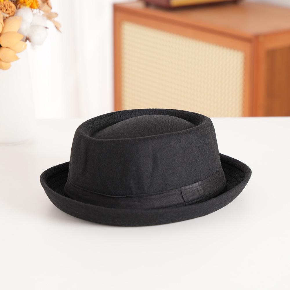 Wool Felt Bowler Hat with Textured Crown & Rolled Brim | British Vintage Style | Unisex Autumn Winter Casual Fedora