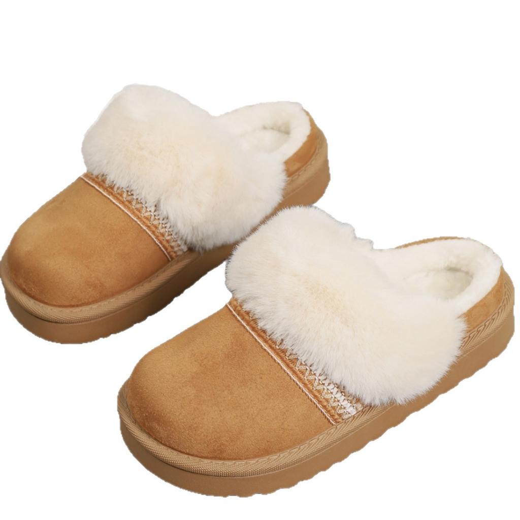 Retro ethnic wind cotton slippers 22 winter new outer wear thick-bottomed velvet thermal bag head slippers
