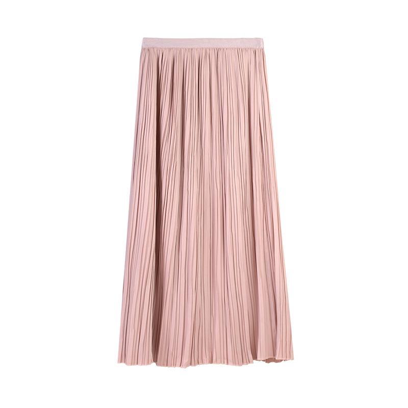 High Waist Pleated A-Line Midi Skirt - 2025 Slimming, Solid Color, Versatile Design