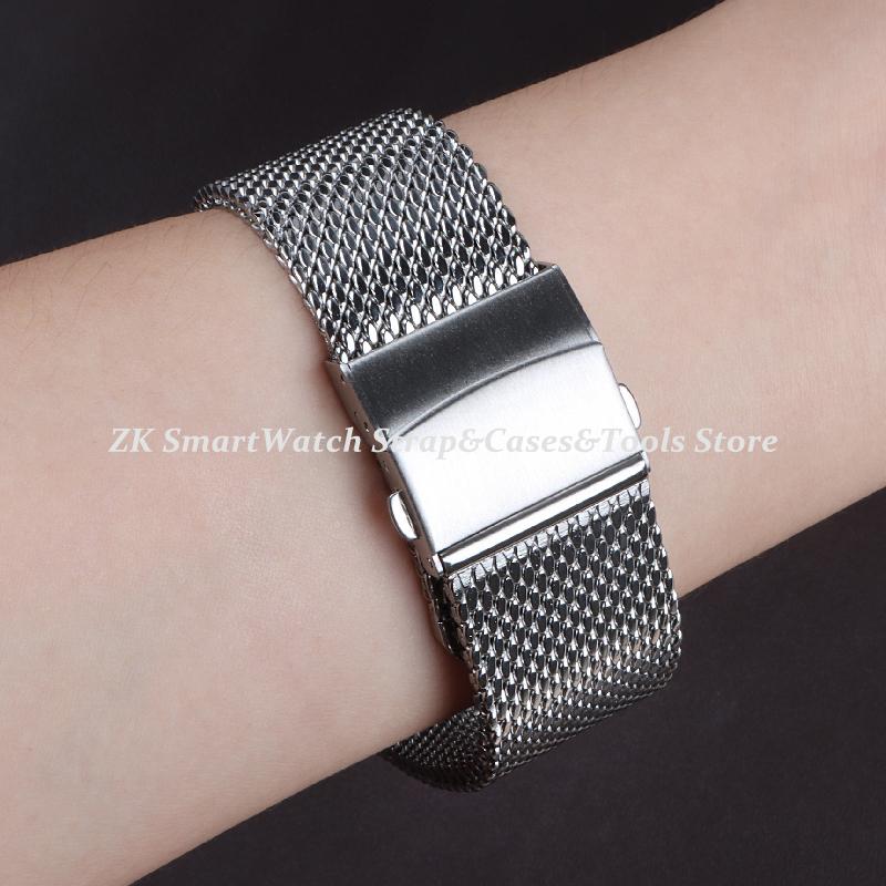 1.0mm Milanese Mesh Stainless Steel Watch Band Bracelet Watch Bracelet 20mm Mesh 18mm 22mm Unisex Replacement Strap Accessory