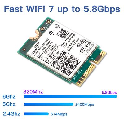 WiFi 7 Für Intel BE200 Drahtlose Netzwerkkarte Bluetooth 5.4 WiFi BE200NGW NGFF-Adapter 802.11AX 2,4G/5G/6GHz für Win10/11 PC
