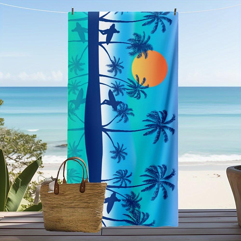 1 unidad de Toallas de Playa Palmera Tropical Atardecer - Vibrantes Toallas de Baño de Secado Rápido para Vacaciones en la Costa