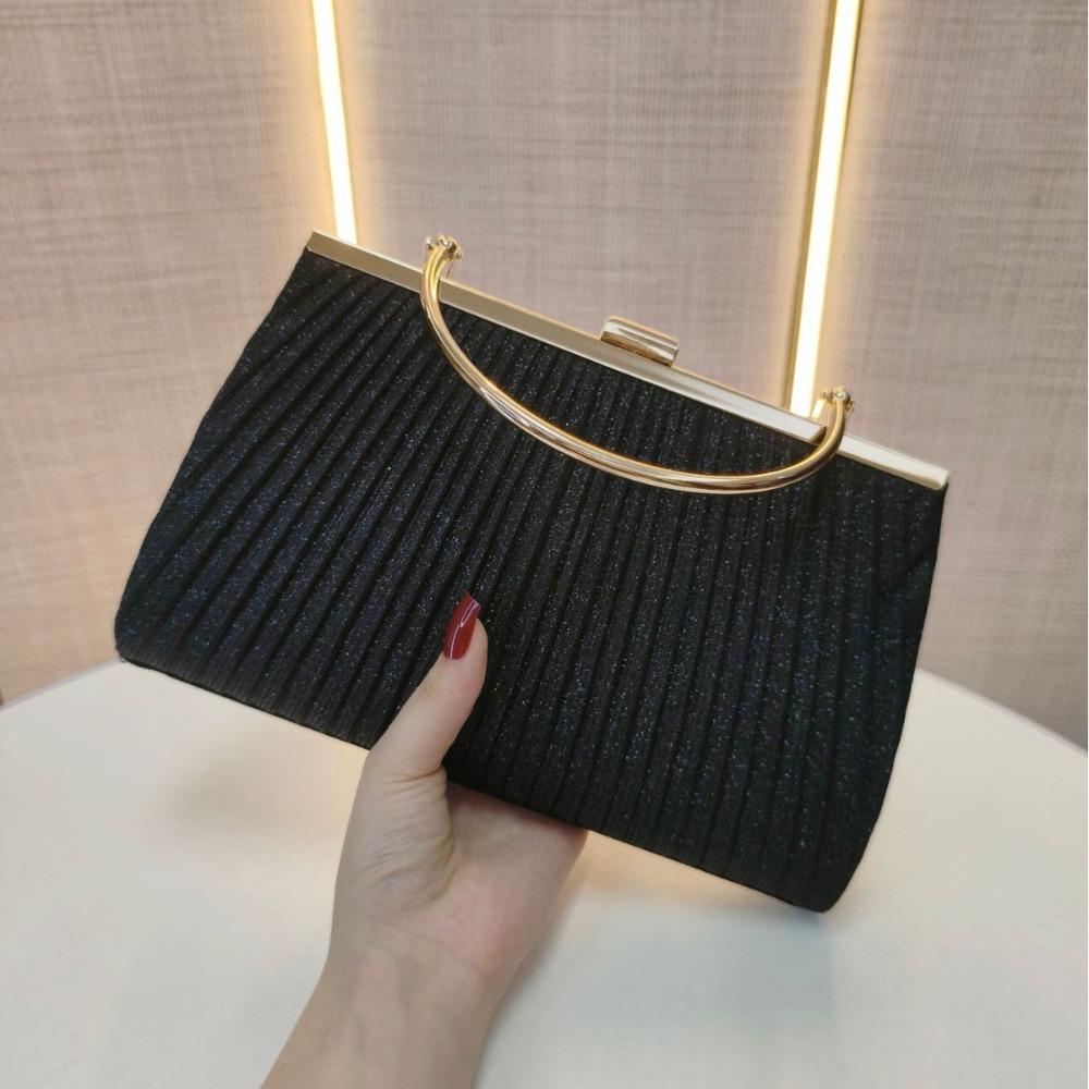Shoulder Bag Fashionable Women Evening Handbag Elegant Glitter Crossbody Bag Pleated Luxury Chain Dinner Purse Storage