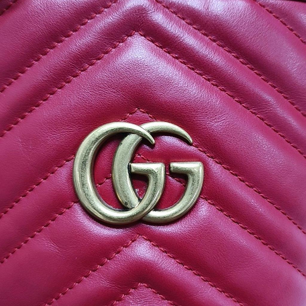 [Pre-Owned] GG Marmont Gold Logo Quilted Drawstring Bucket Bag - Very Good #VE6LP0