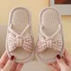 Children's linen spring and autumn girls home non-slip thick bottom four seasons household children hollow baby floor slippers