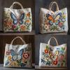 DIY Linen Tote Bag Cross Stitch Sewing Needlepoint Embroidery Kit with Stamped Flower Butterfly Pattern Hoops Threads
