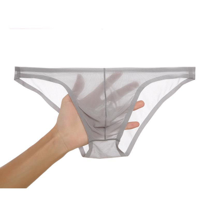 Men'S Briefs Seamless Ultra Thin Ice Silk Translucent Underwear U Convex Pouch Underpants Summer Breathable  Bikini Underpants