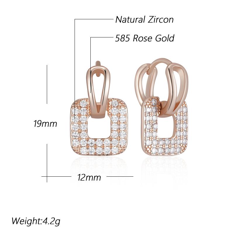 Luxury Full Shiny Natural Zircon Square Drop Earrings For Women Unique  Rose Gold Color Bride Wedding Jewelry Best Gift