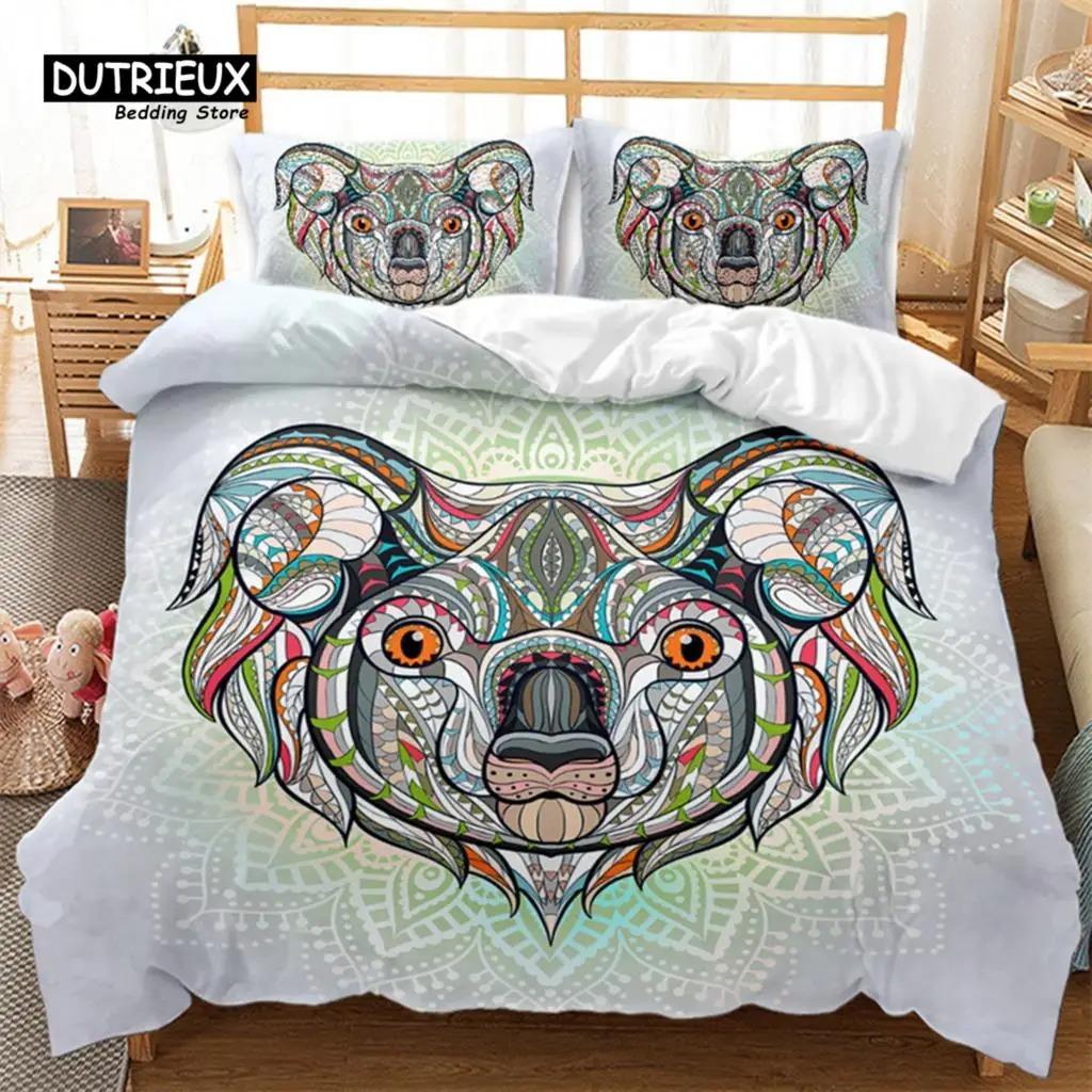 Exotic Ethnic Animals Duvet Cover King For Kid Adult Bohemian Mandala Bedding Set Microfiber Colorful Deer Wolf Head Quilt Cover