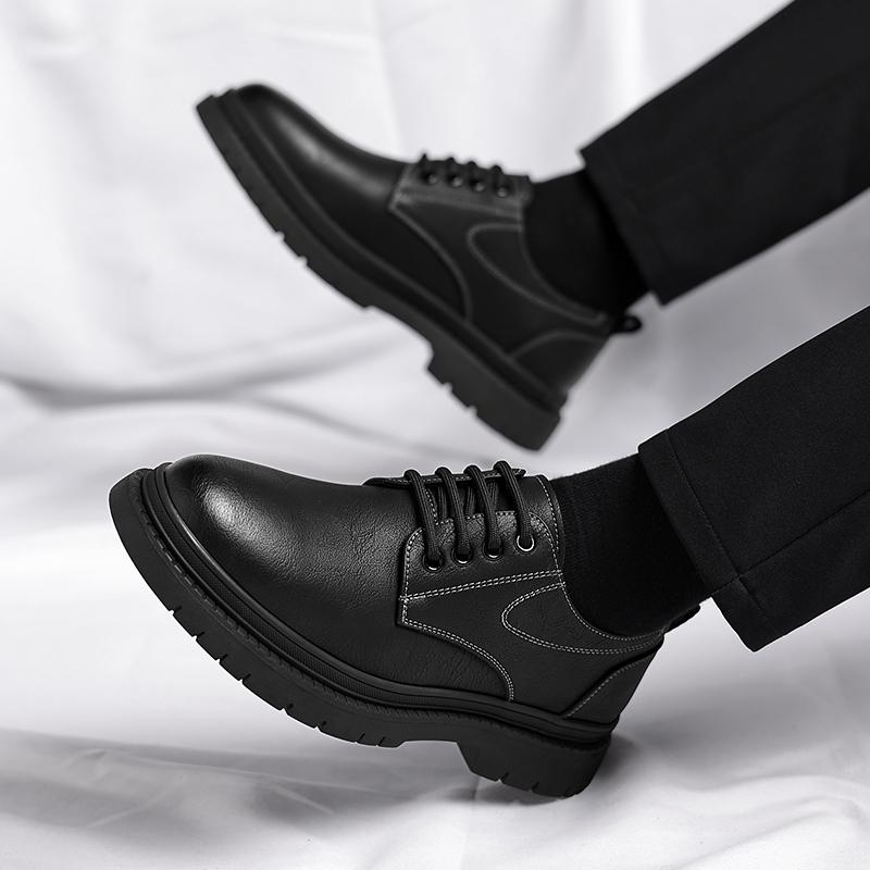 Fashion Casual Men's Leather Shoes Trendy Quality Outdoor Fashion Party Daily Office and Business High Quality Black Shoes