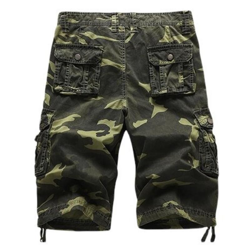 Herren Tarnung Cargoshorts Mehrere Taschen Taktisch Locker Kordelzug Saum Lässig Outdoor Wandern Sommer Militärstil Kurze Hosen