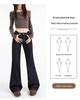 Women's Retro Low-Waist Deep Gray Blue Bell Bottom Jeans - Autumn/Winter Casual Slimming Narrow Leg Design
