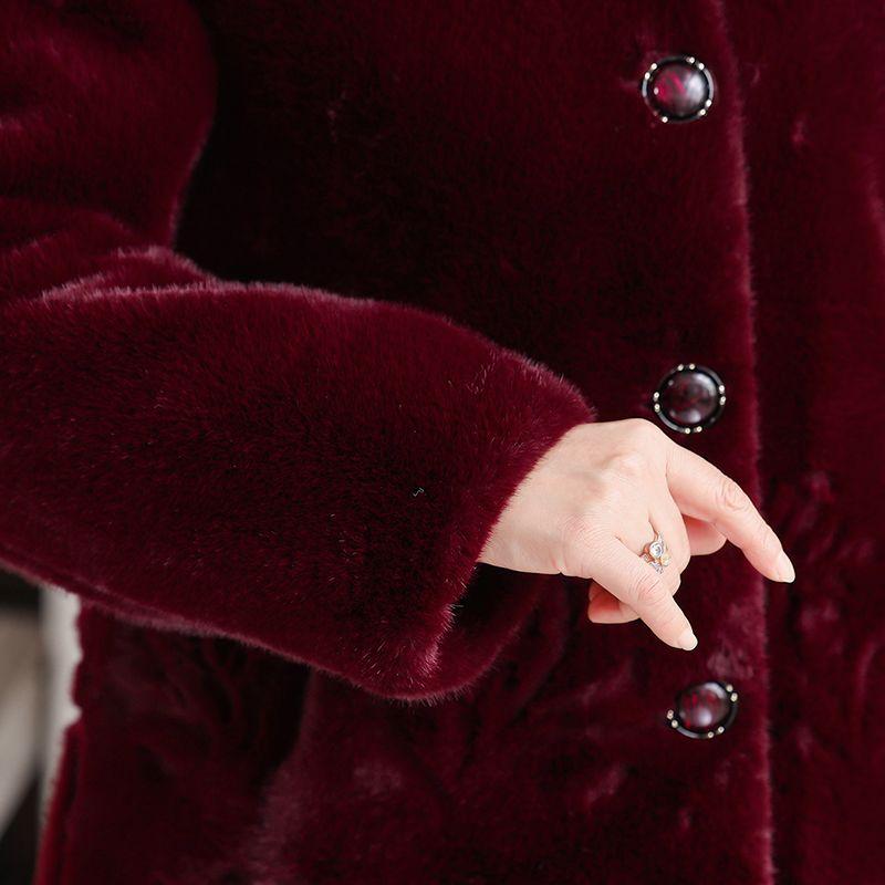 Thick Warm Winter Coat for Senior Women Luxury Fur Lined Jacket Fashionable Outfit for Elderly Ladies